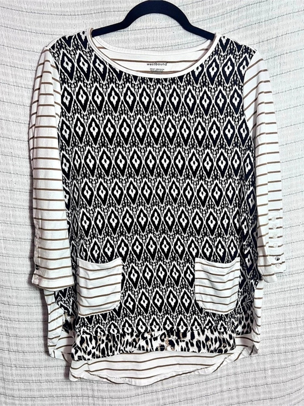 Westbound Women's Geometric Tunic in Black & White Large